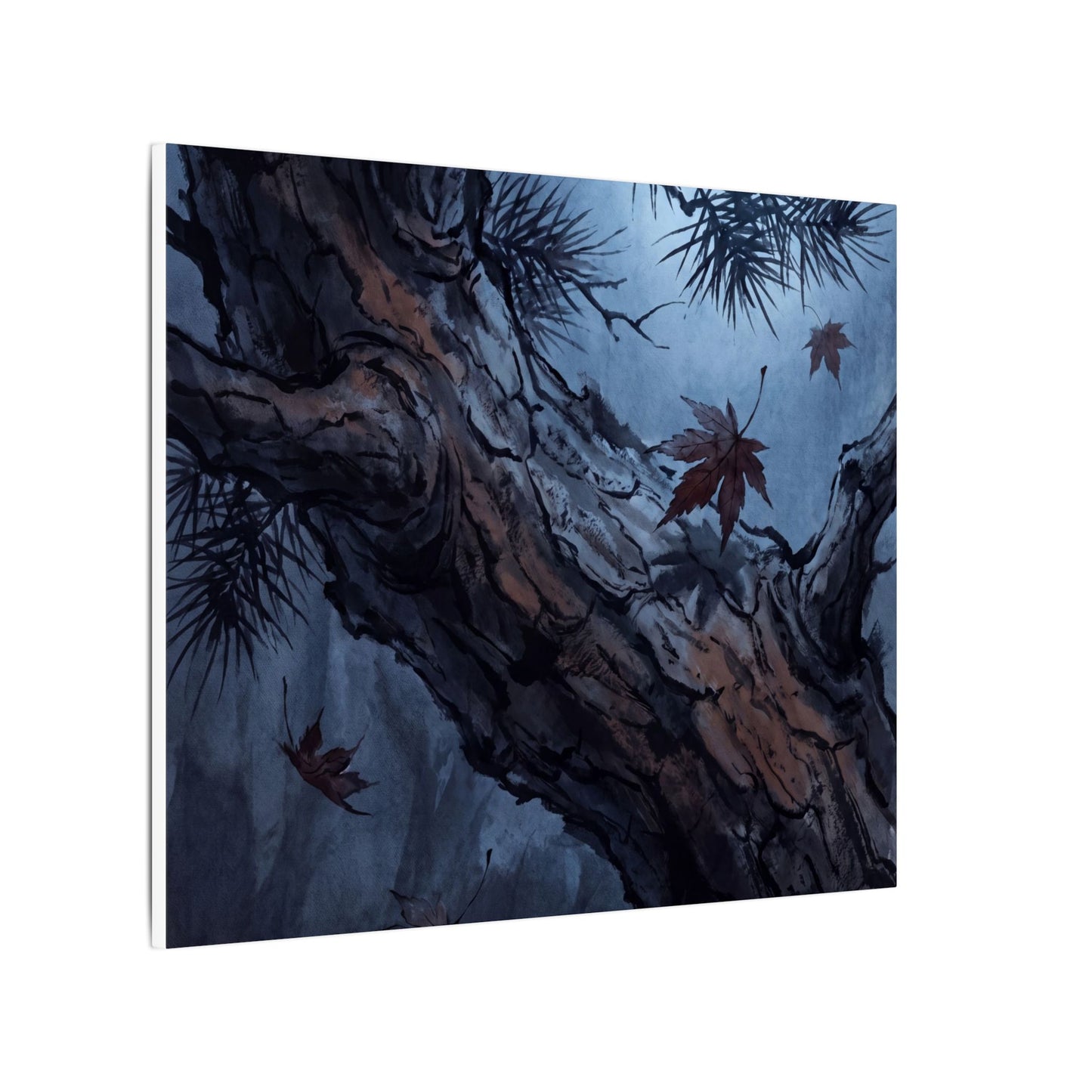 Atmospheric Pine Tree Canvas Art - Shadow Zen Dark Japandi