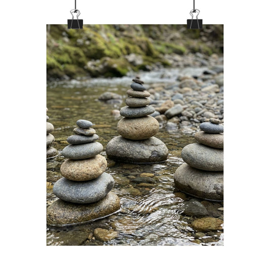 River Stones Summer Wall Art Print | Zen Contemplative Design