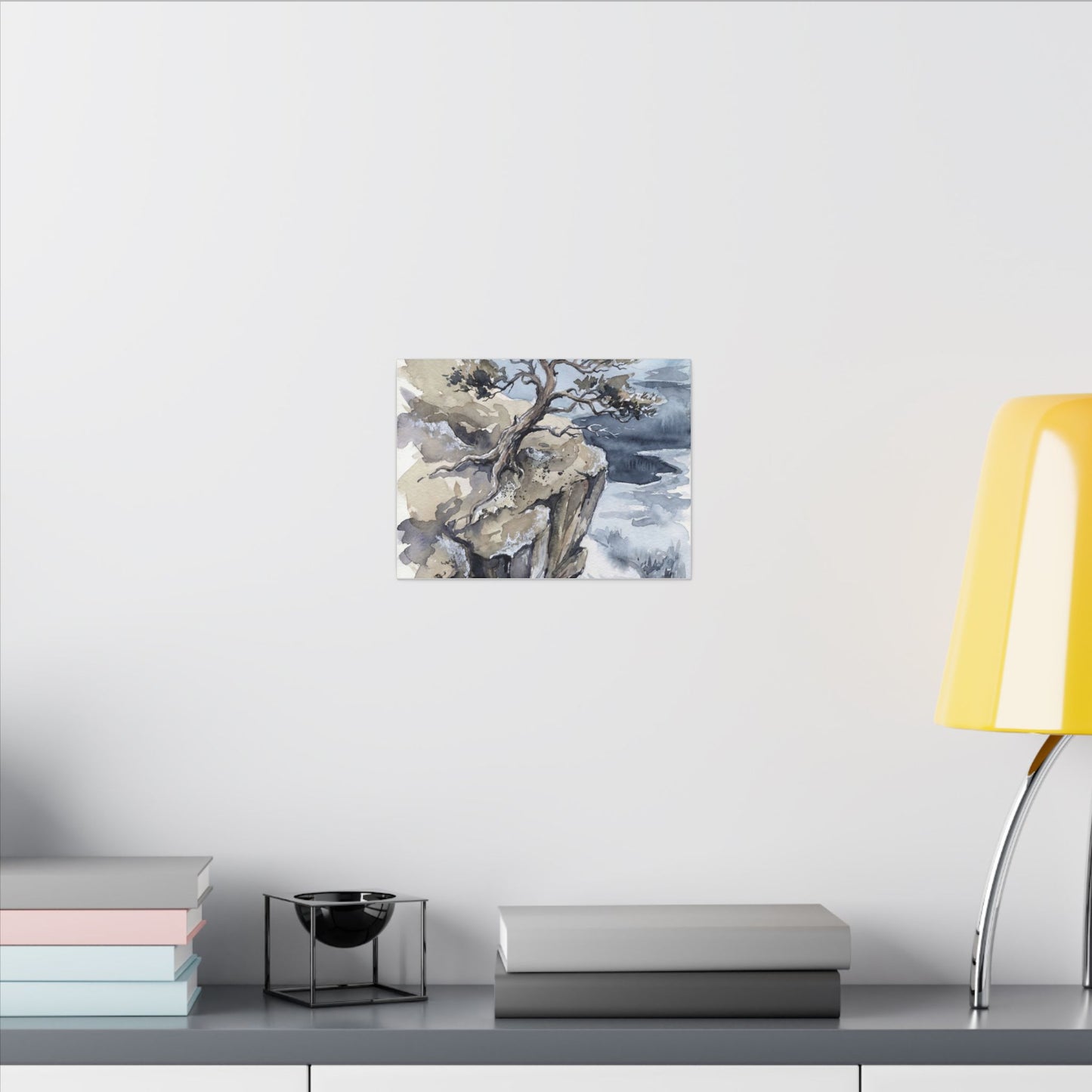 Pine Tree Canvas Art | Winter Japandi Watercolor Art