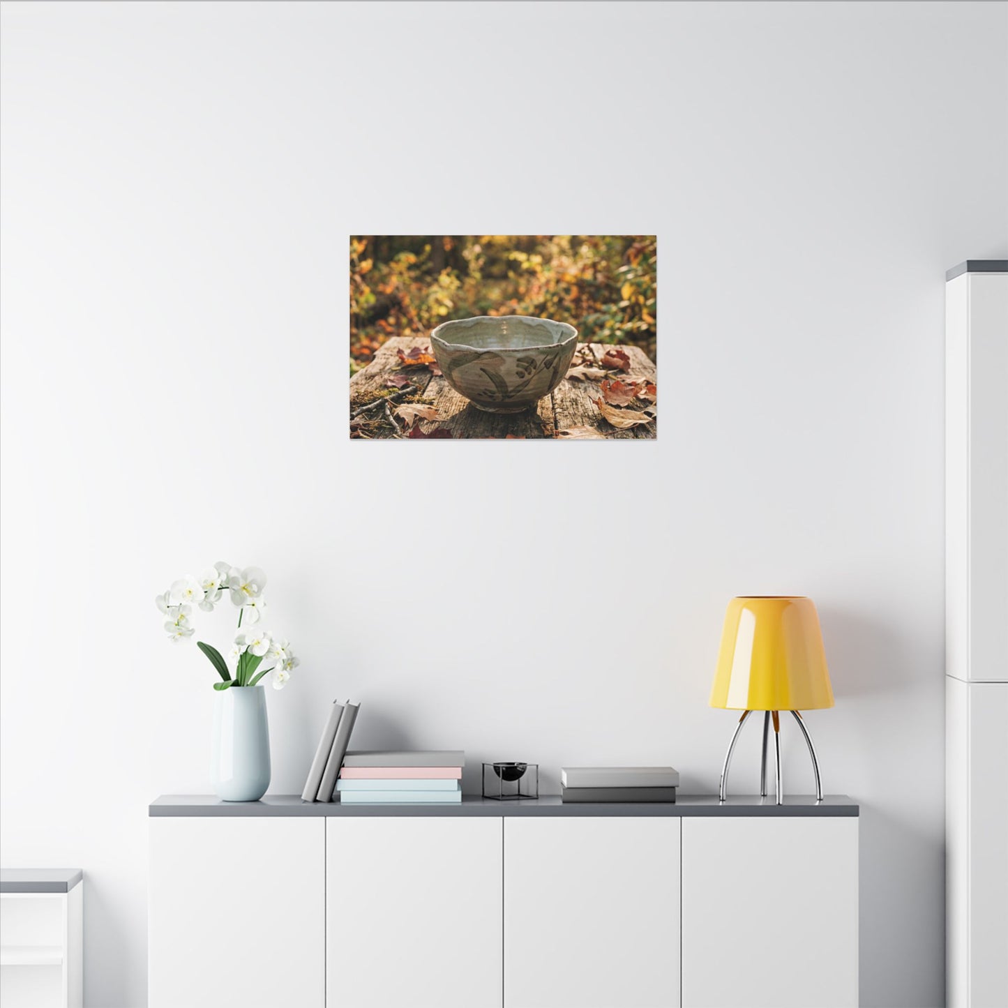 Golden Hour Ceramic Bowl Canvas Art - Japandi Fukinsei