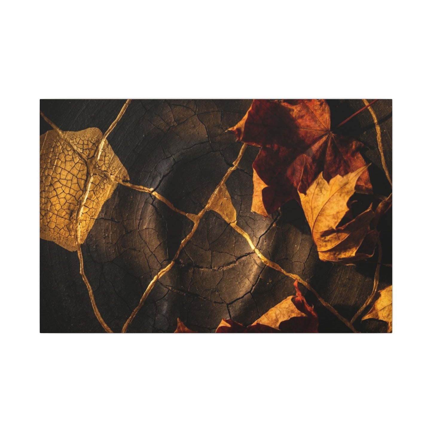 Resilient Shadow Play Canvas Art - Crackle Gold Kintsugi