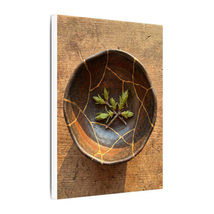 Ceramic Bowl Gold Repair Canvas Art | Resilient Kintsugi Art