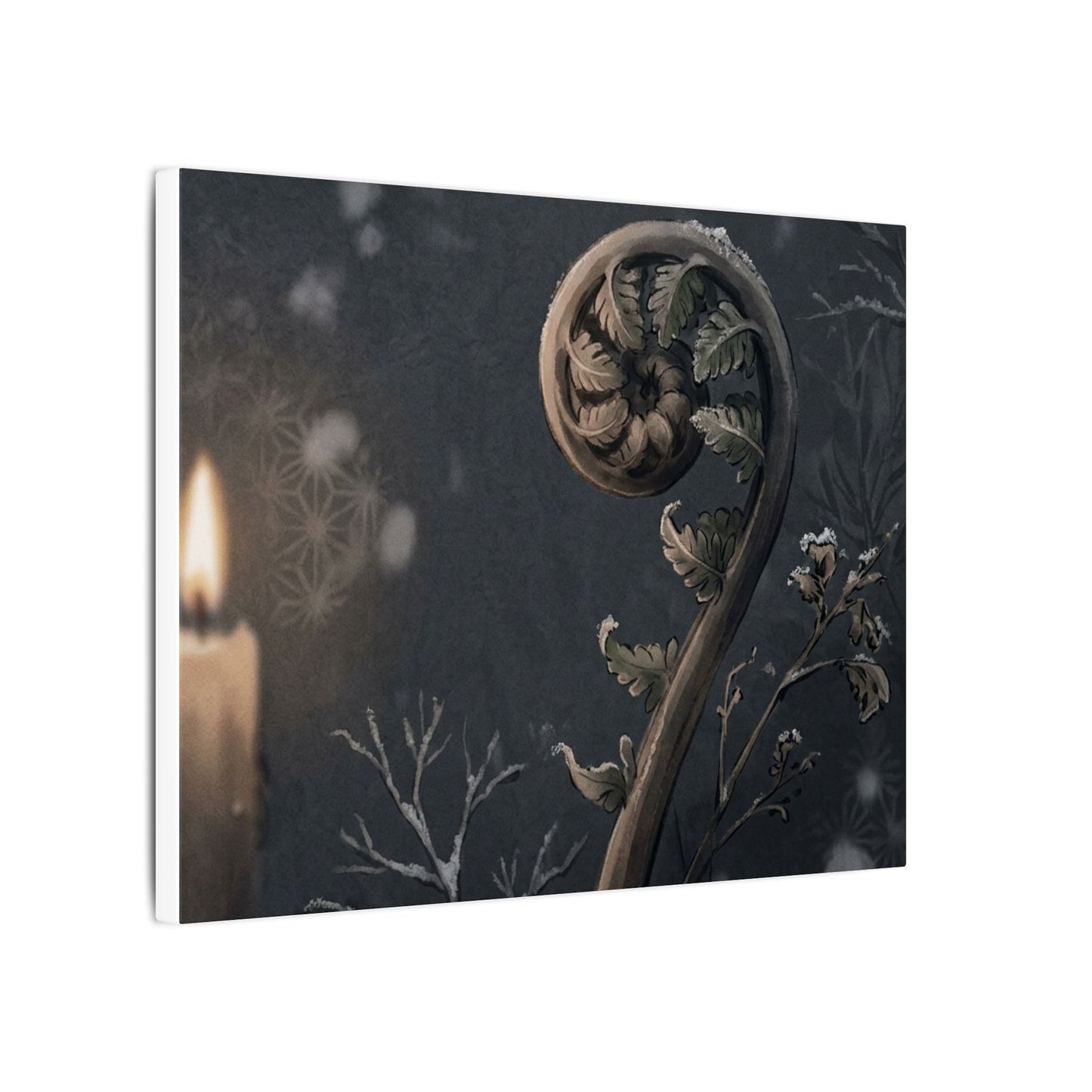 Candlelight Fern Unfurling Canvas Art - Japandi Ma