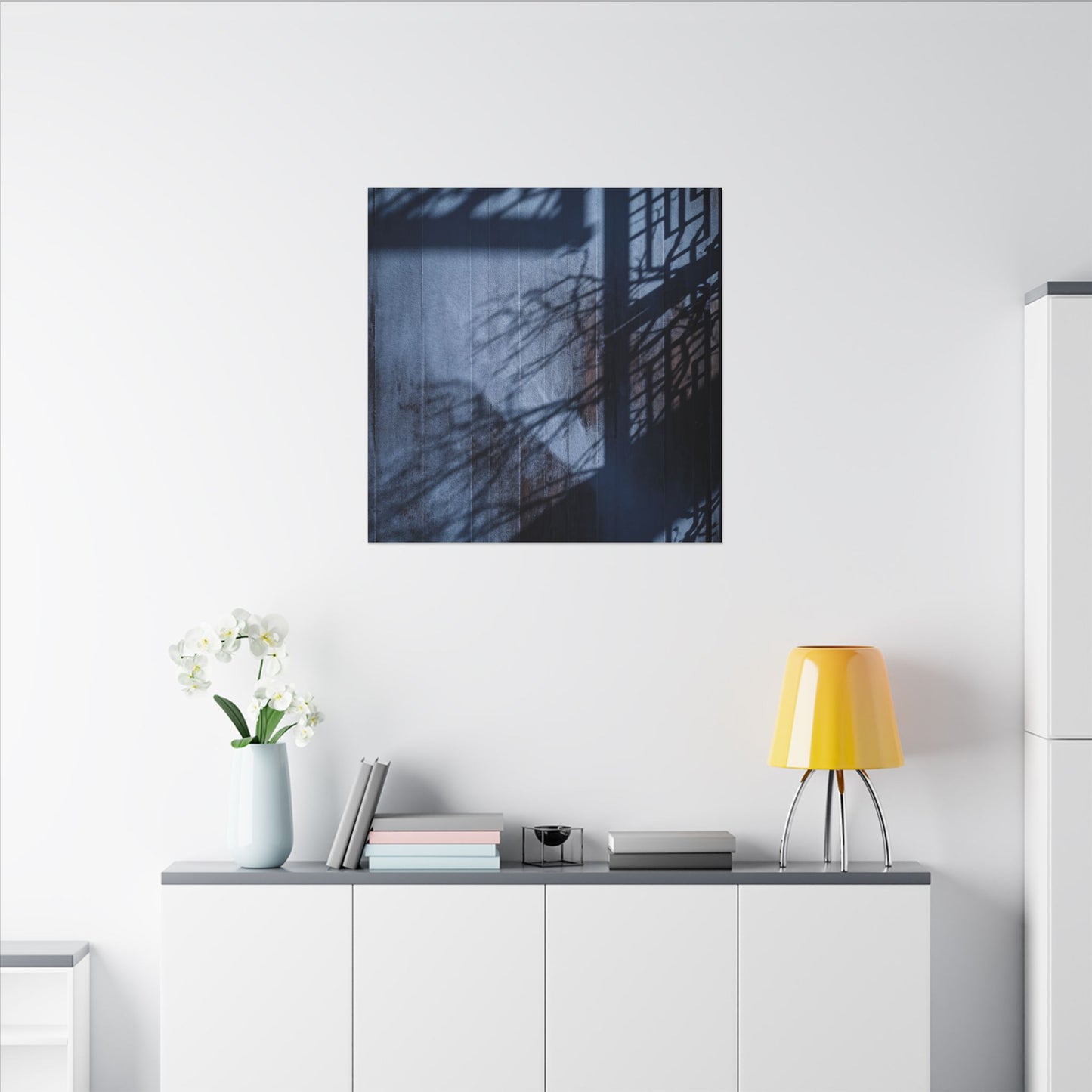 Shadow Play Moody Minimal Canvas Art | Moody Dark Japandi Art