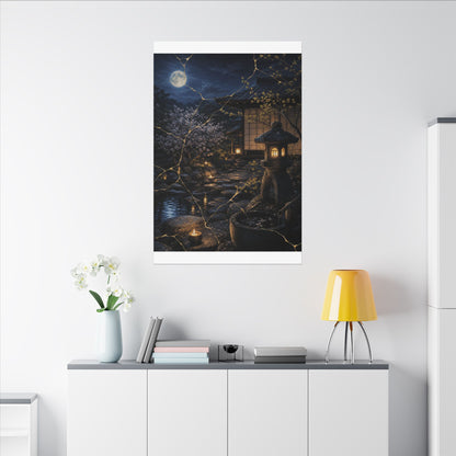 Seijaku Moonlit Garden Canvas Art - Kintsugi Gold Vein