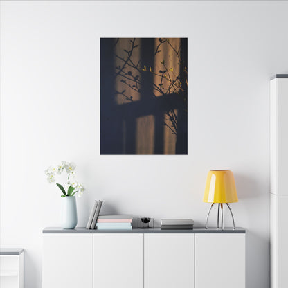 Shadow Play Canvas Art | Spring Dark Japandi Shadow Zen Art
