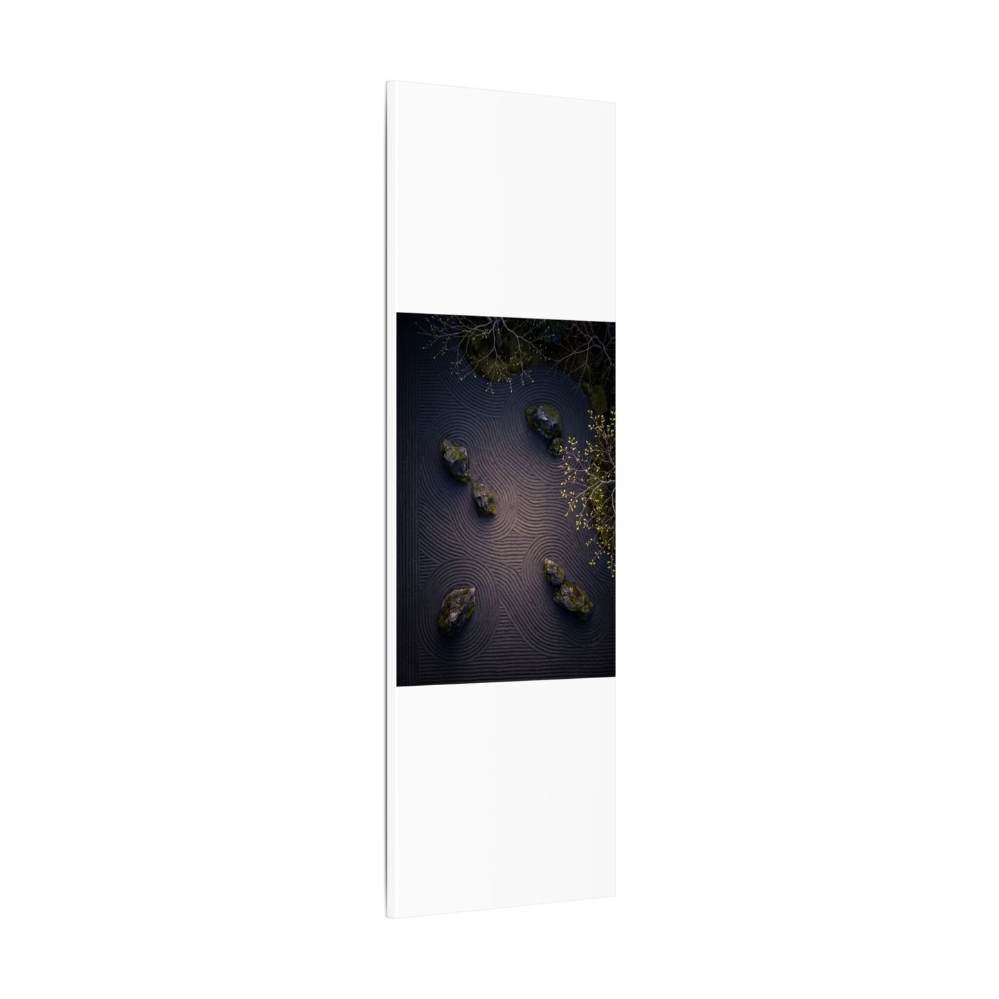 Dark Japandi Rock Garden in Dawn | Shadow Zen Canvas Art