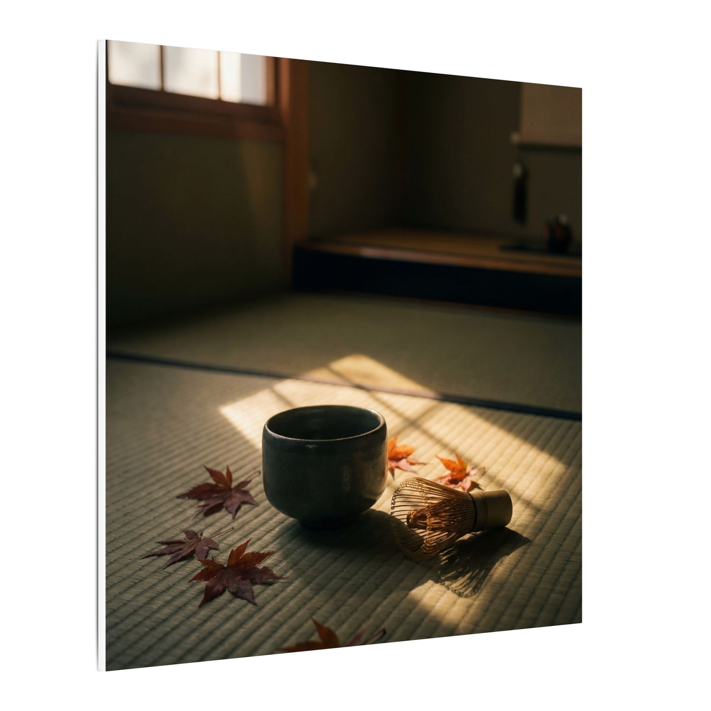 Dark Japandi Tea Ceremony in Golden Hour | Moody Minimal Canvas Art