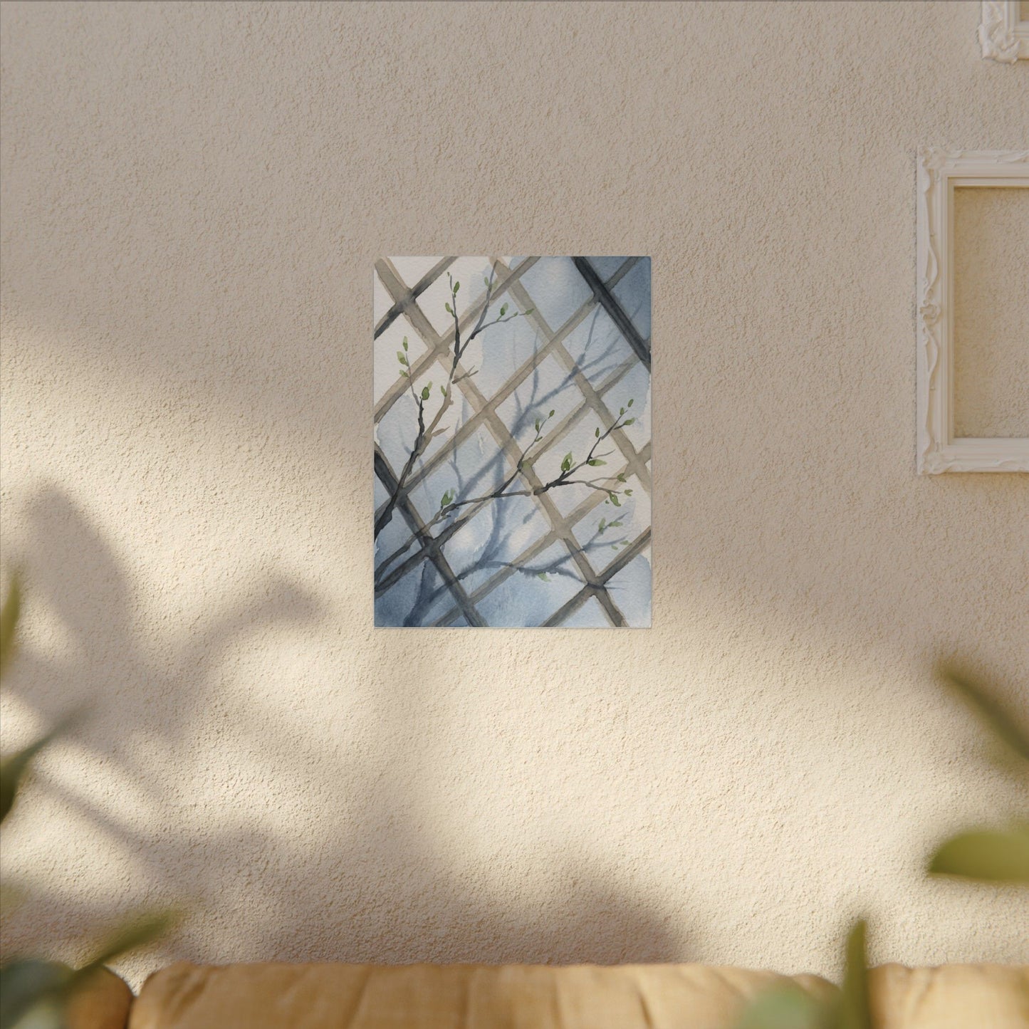 Shoji Screen Canvas Art | Spring Japandi Watercolor Art