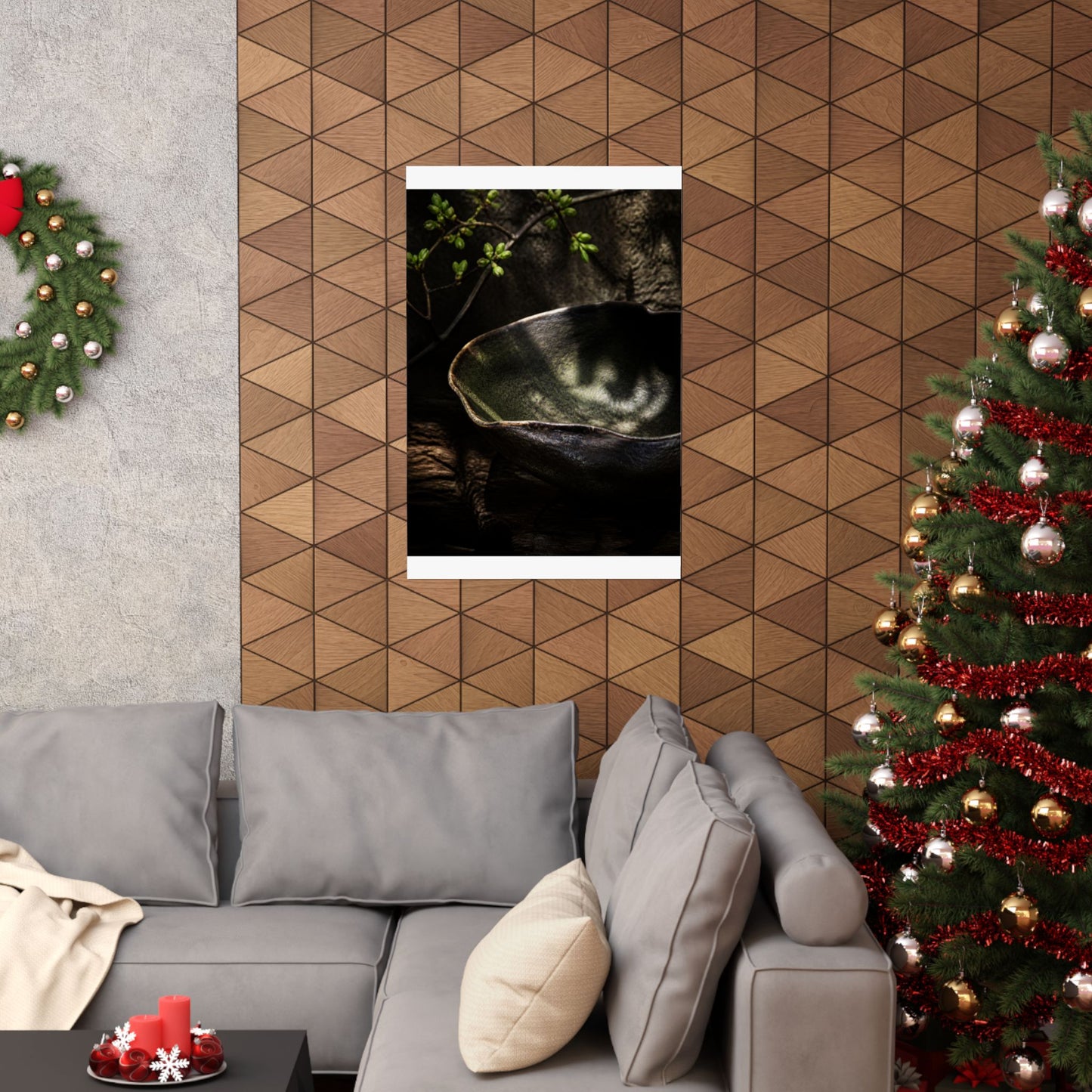 Dappled Ceramic Bowl Wall Art Print - Dark Japandi Fukinsei