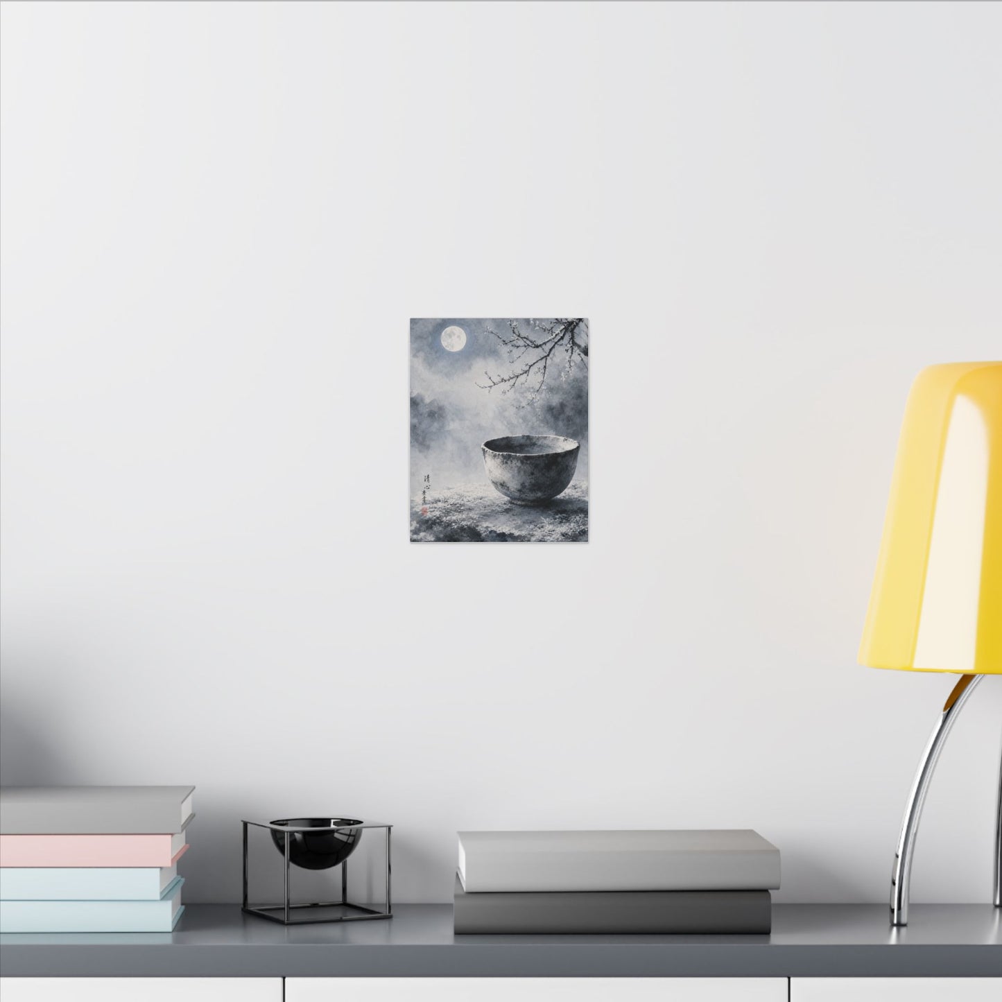 Seijaku Ceramic Bowl Canvas Art - Zen Sumi E