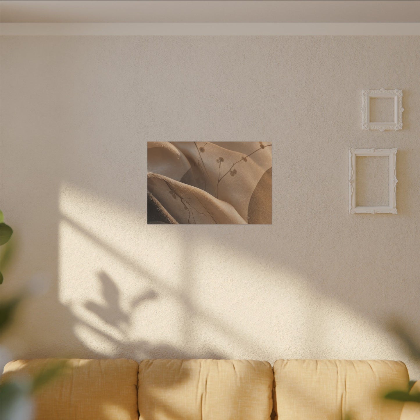 Japandi Silk Drape in Golden Hour | Japanese Pattern Canvas Art
