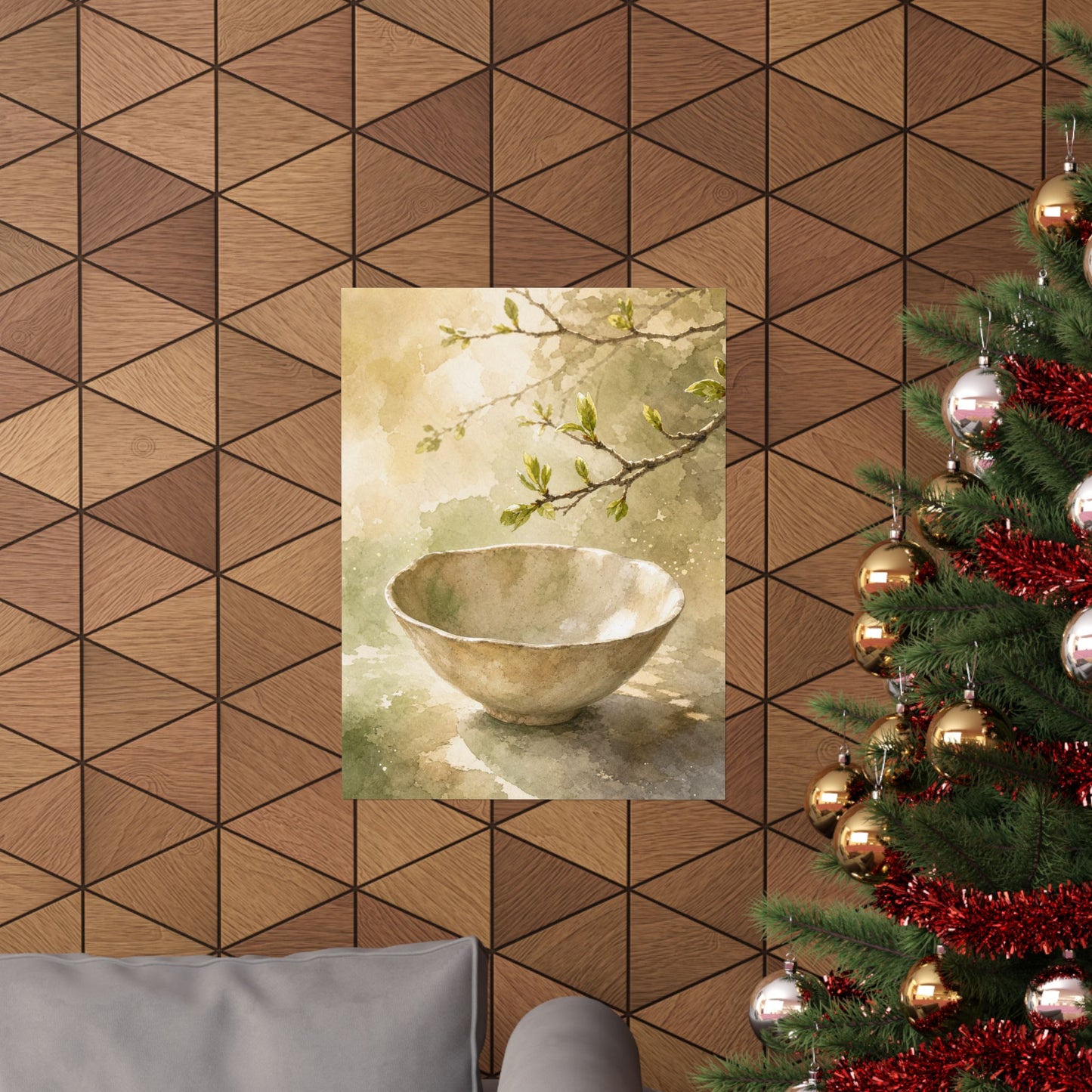 Neutral Ceramic Bowl Wall Art Print - Watercolor Japandi