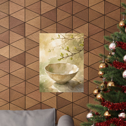 Neutral Ceramic Bowl Wall Art Print - Watercolor Japandi