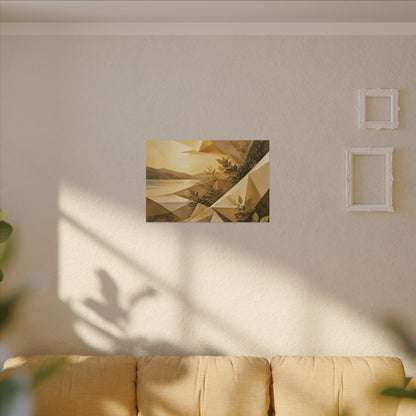 Golden Hour Paper Fold Canvas Art - Japandi Ma