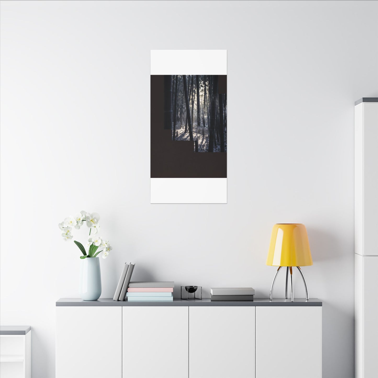 Bamboo Grove Canvas Art | Winter Dark Japandi Moody Minimal Art