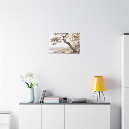 Pine Tree Watercolor Canvas Art | Elegant Japandi Art