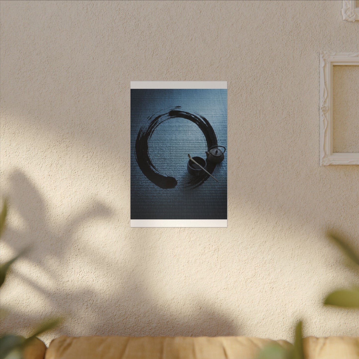 Winter Tea Ceremony Enso Canvas Art | Peaceful Decor