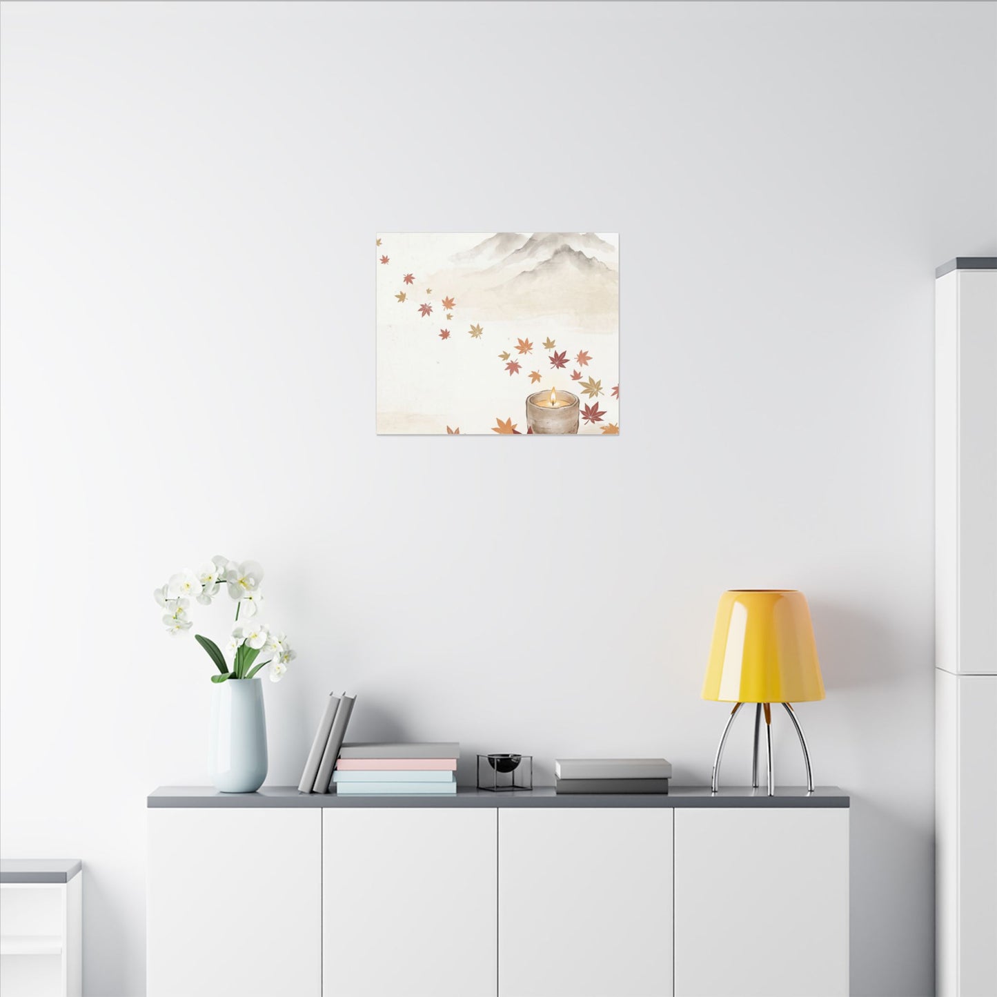 Earthy Mountain Mist Canvas Art - Japanese Pattern Japandi