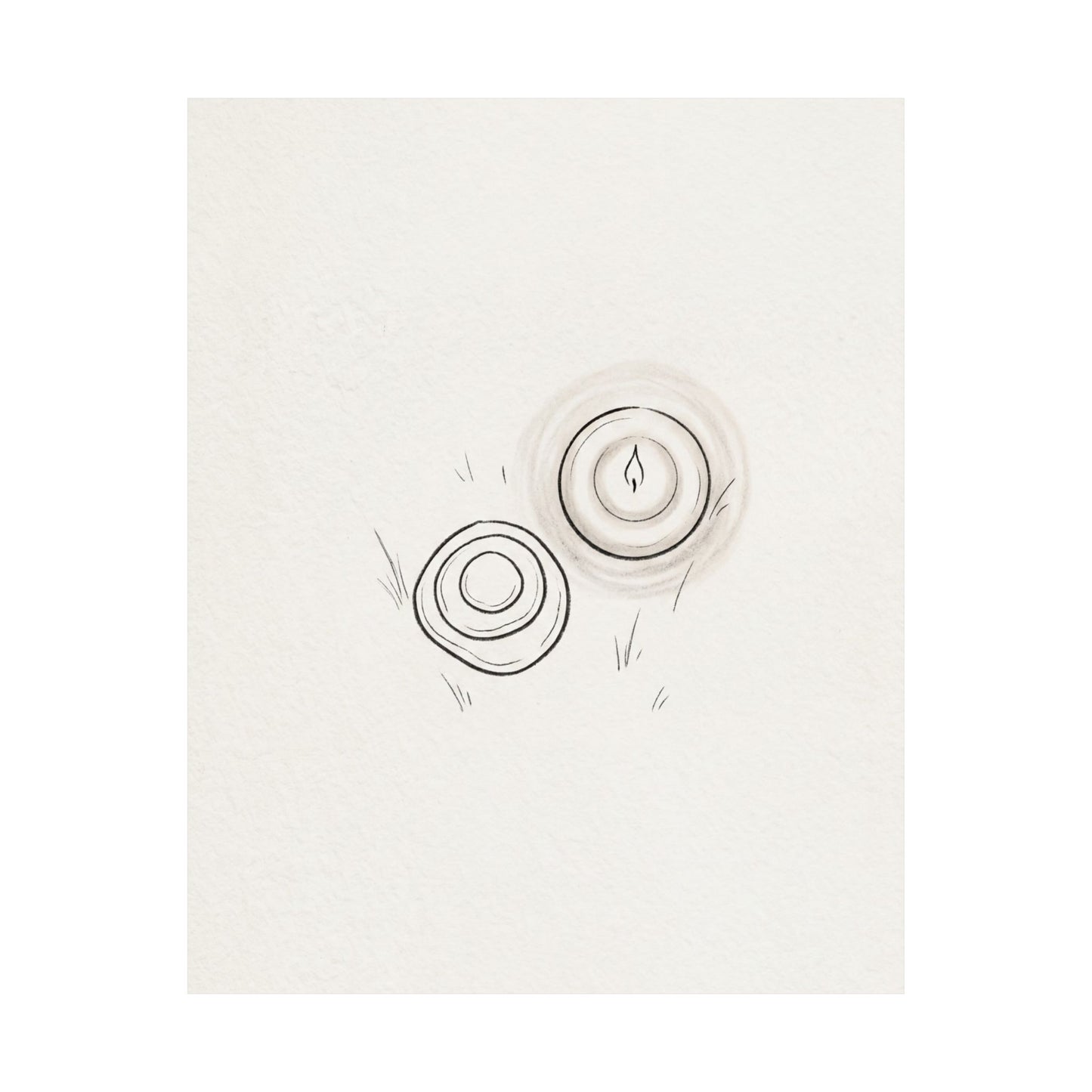River Stones Minimal Line Wall Art Print | Neutral Japandi Art