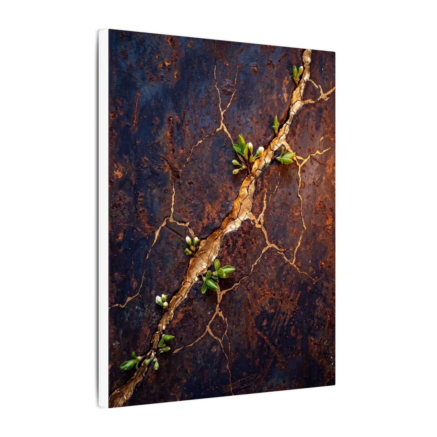 Rust Patina Spring Canvas Art | Kintsugi Resilient Design