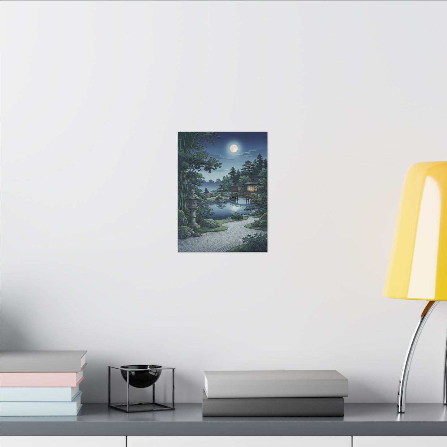 Summer Moonlit Garden Ukiyo E Inspired Canvas Art | Serene Decor