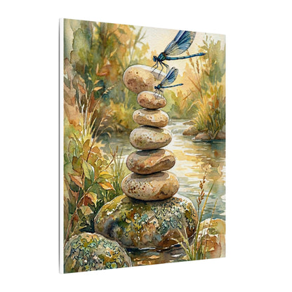 River Stones Summer Canvas Art | Japandi Cozy Design