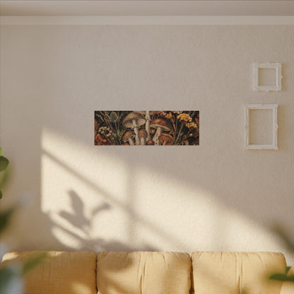 Autumn Dried Flowers Mushroom Illustration Canvas Art | Earthy Decor