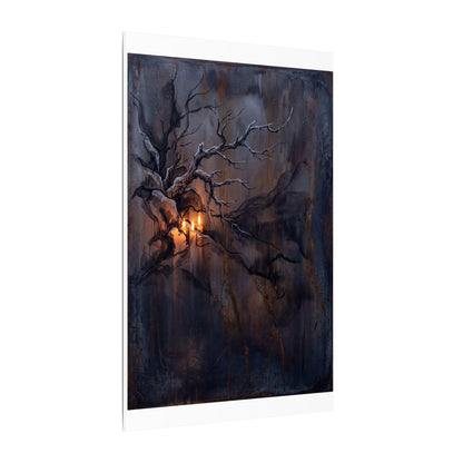 Winter Rust Patina Charcoal Ink Canvas Art | Atmospheric Decor