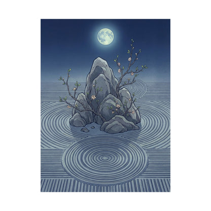 Kanso Rock Garden Wall Art Print - Zen Ukiyo E Inspired
