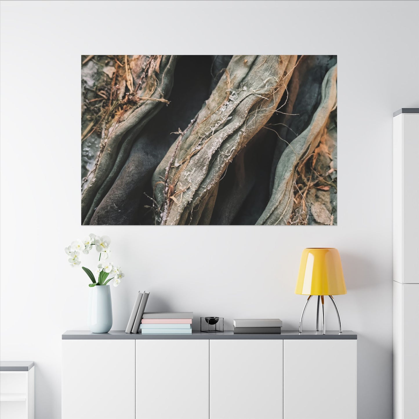Silk Drape Winter Canvas Art | Japandi Cozy Design