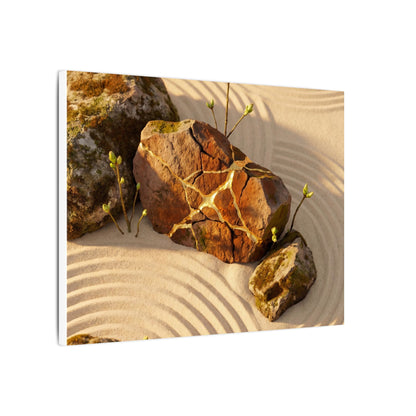 Kanso Rock Garden Canvas Art - Kintsugi Crackle Gold