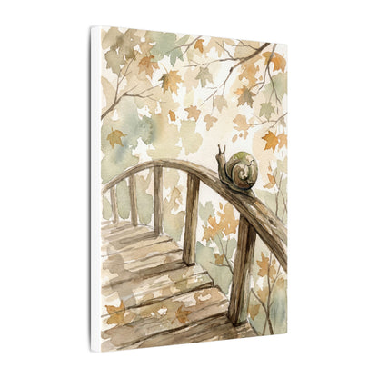 Wooden Bridge Canvas Art | Autumn Japandi Watercolor Art