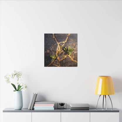 Rust Patina Gold Repair Canvas Art | Resilient Kintsugi Art