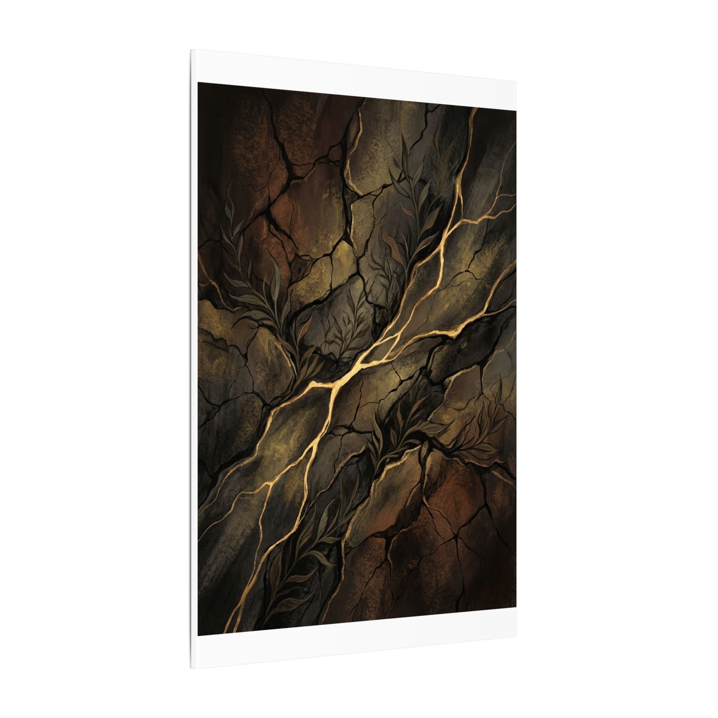 Cracked Earth Charcoal Ink Canvas Art | Bold Dark Japandi Art