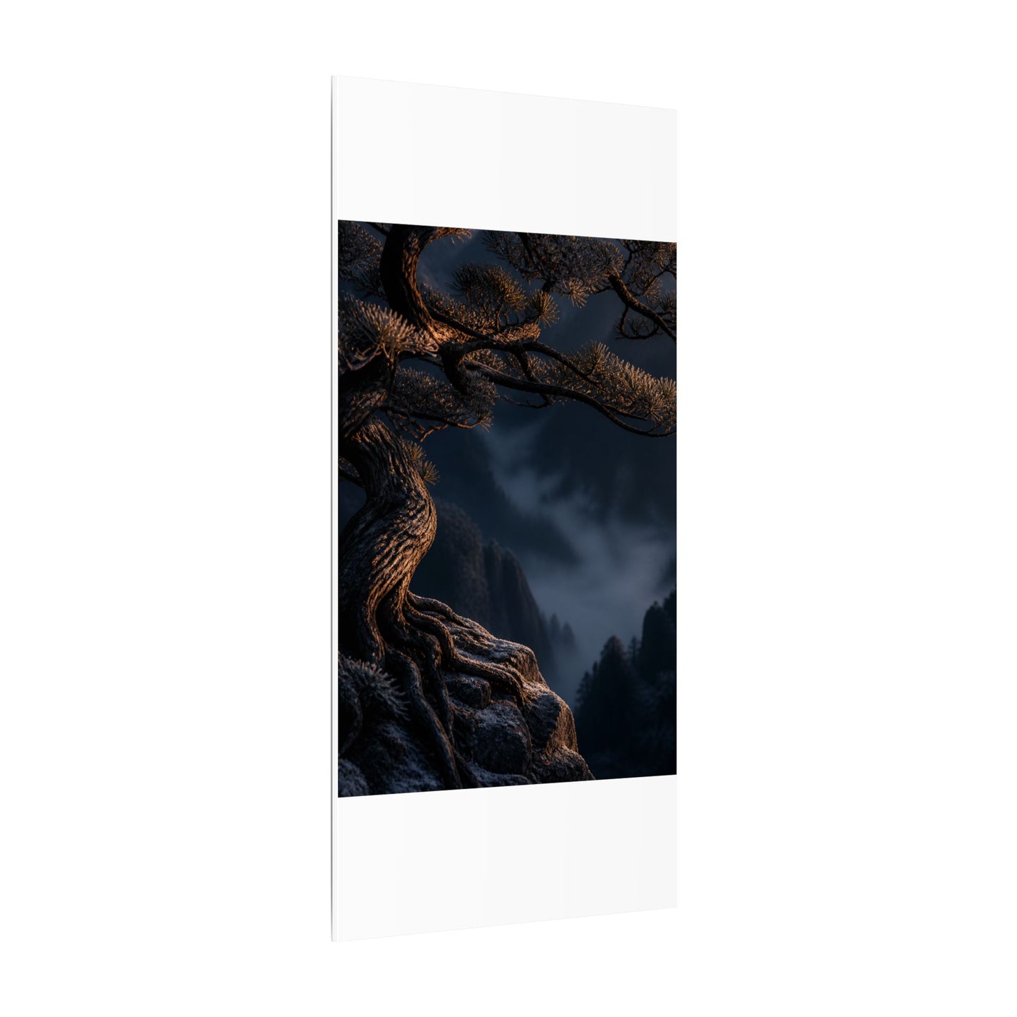 Bold Pine Tree Canvas Art - Shadow Zen Dark Japandi