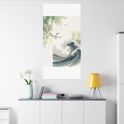 Spring Ocean Wave Ukiyo E Inspired Canvas Art | Serene Decor