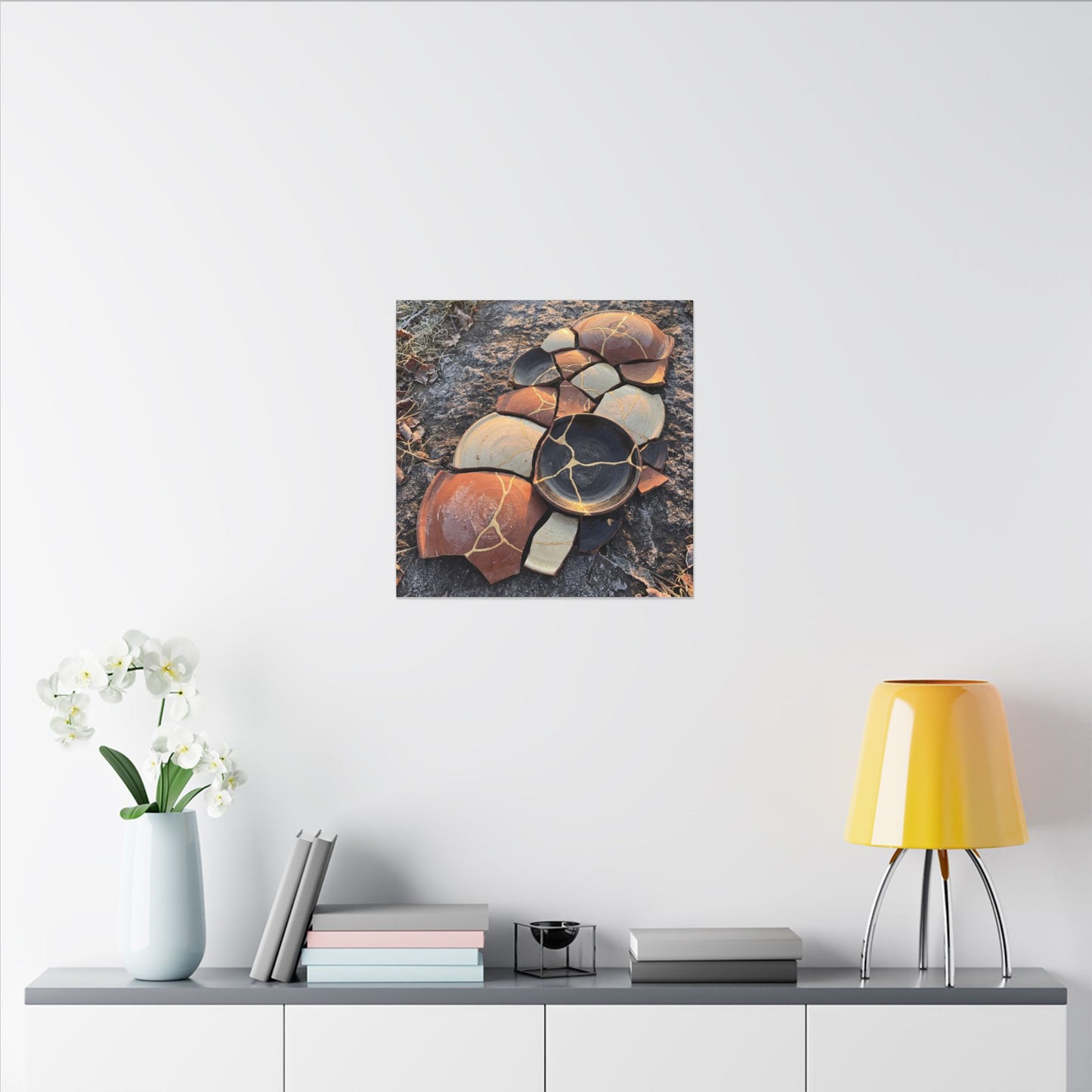 Winter Broken Pottery Gold Vein Canvas Art | Beautiful Decor