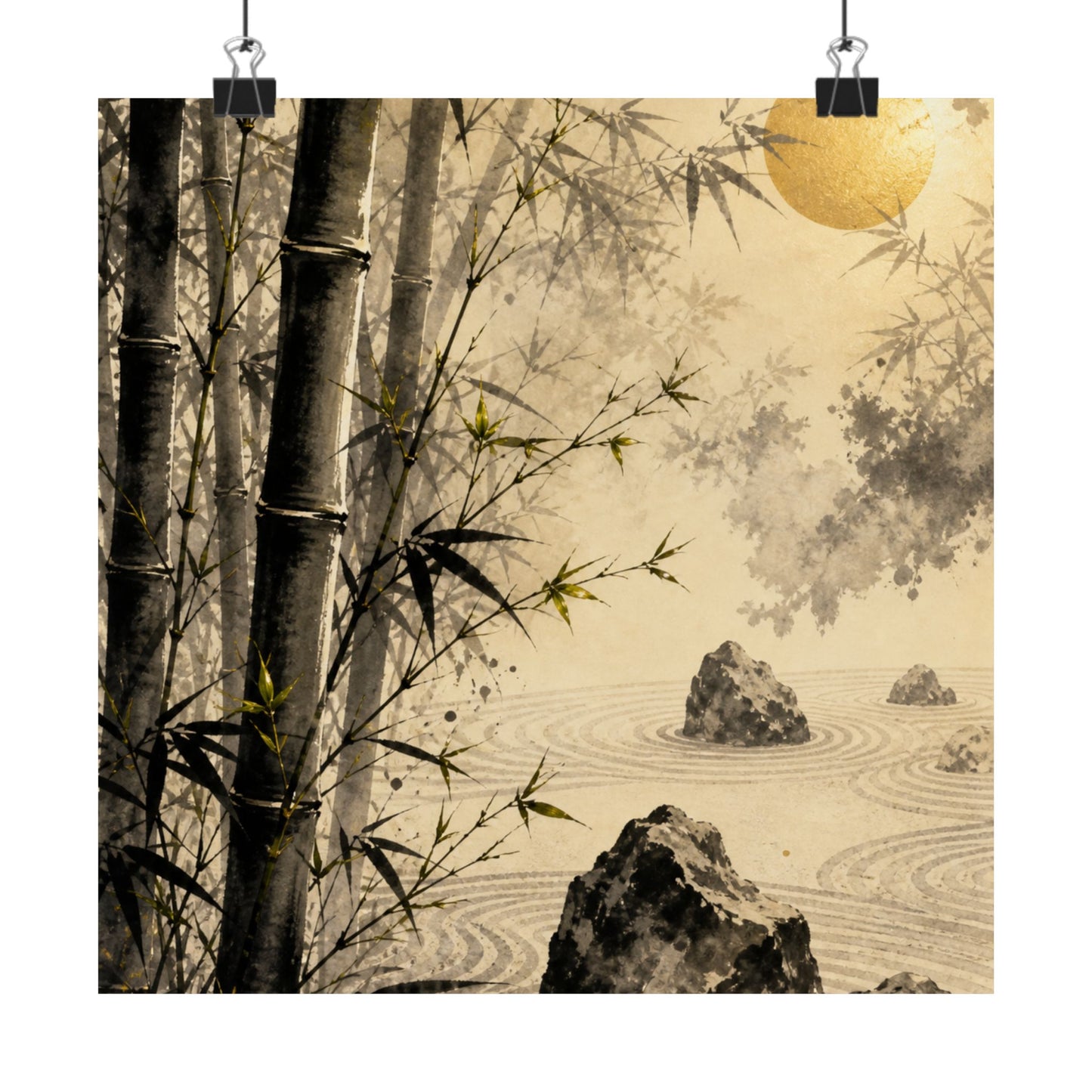 Contemplative Bamboo Grove Wall Art Print - Karesansui Zen