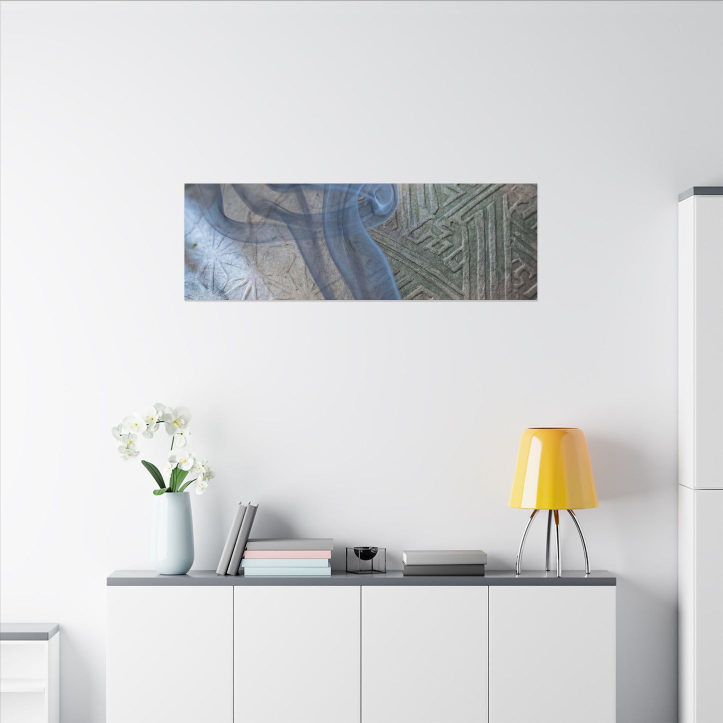 Spring Incense Smoke Japanese Pattern Canvas Art | Neutral Decor