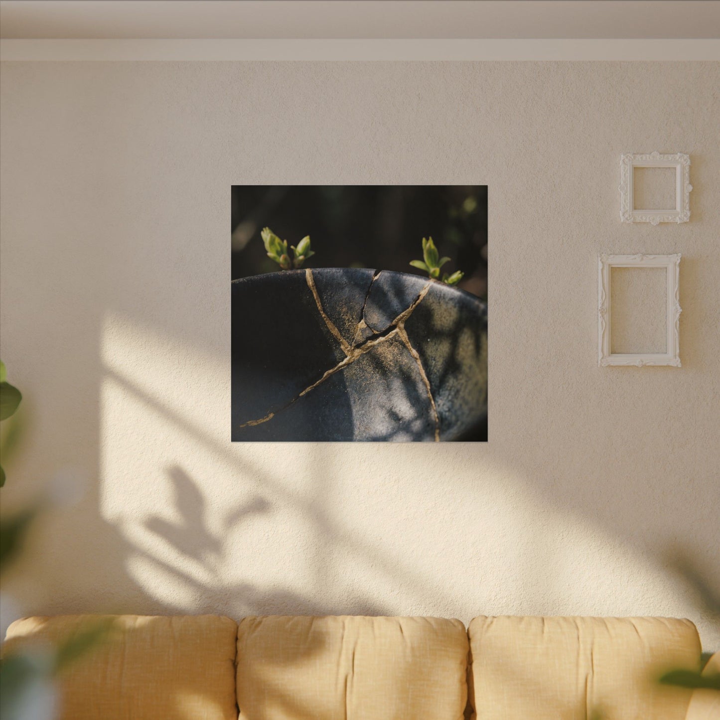 Seijaku Broken Pottery Canvas Art - Dark Japandi Shadow Zen