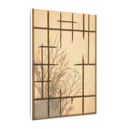 Shoji Screen Canvas Art | Winter Japandi Minimal Line Art