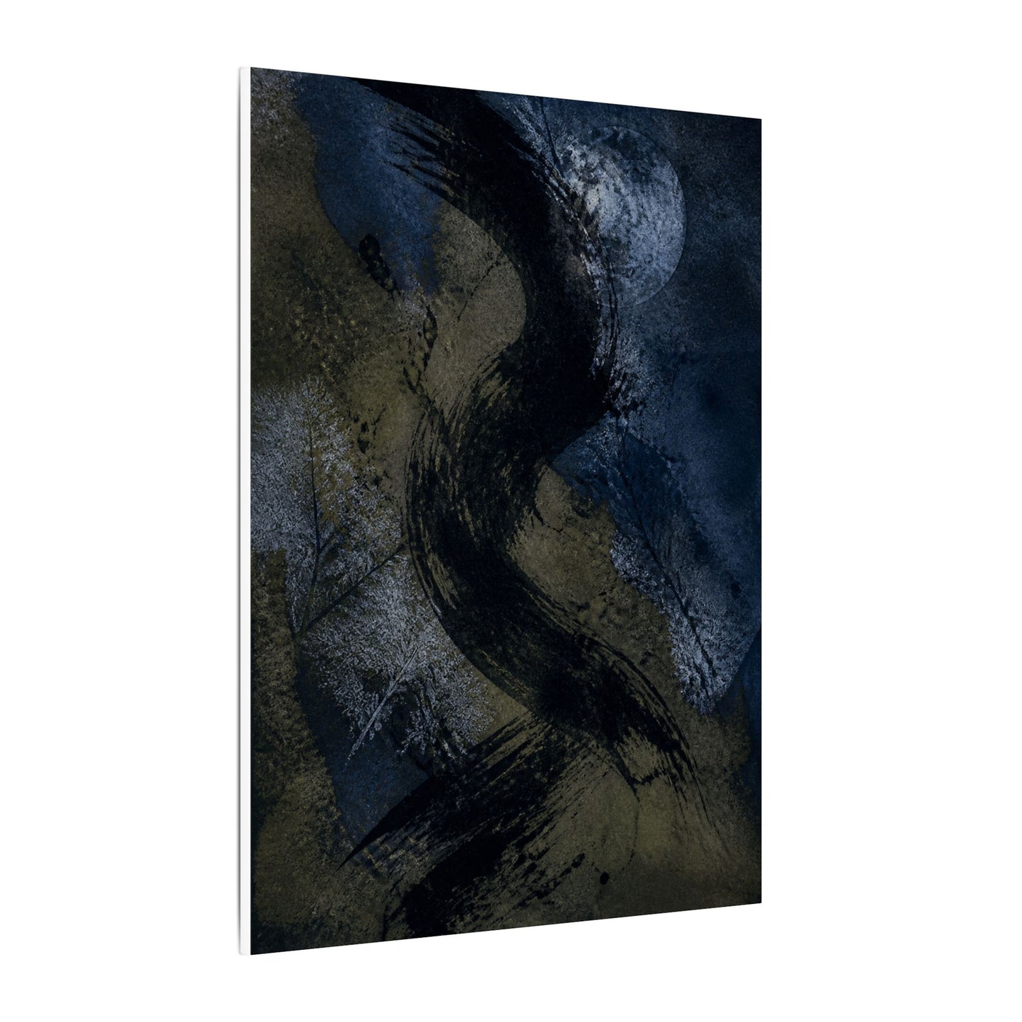 Shibui Ink Brushstroke Canvas Art - Dark Japandi Dark Texture