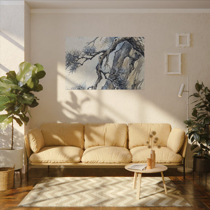 Moonlight Pine Tree Canvas Art - Japandi Seijaku
