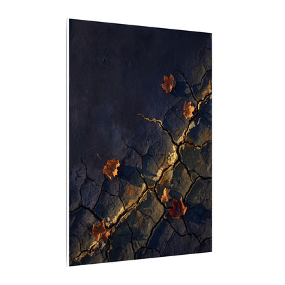 Cracked Earth Canvas Art | Autumn Dark Japandi Dark Texture Art
