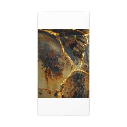 Datsuzoku Rust Patina Canvas Art - Kintsugi Crackle Gold