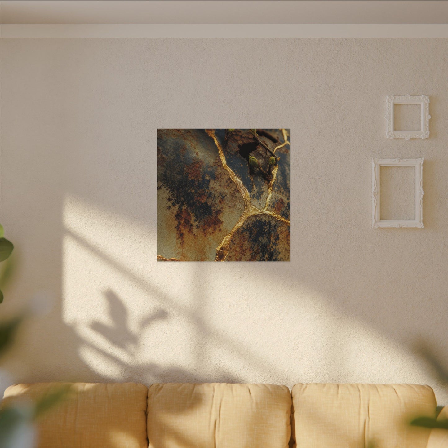 Datsuzoku Rust Patina Canvas Art - Kintsugi Crackle Gold