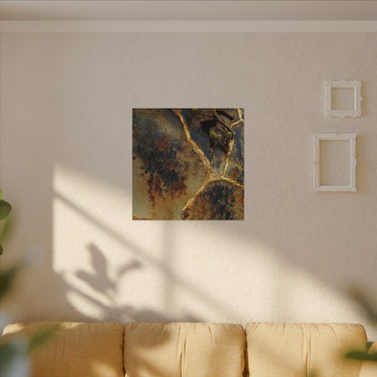 Datsuzoku Rust Patina Canvas Art - Kintsugi Crackle Gold