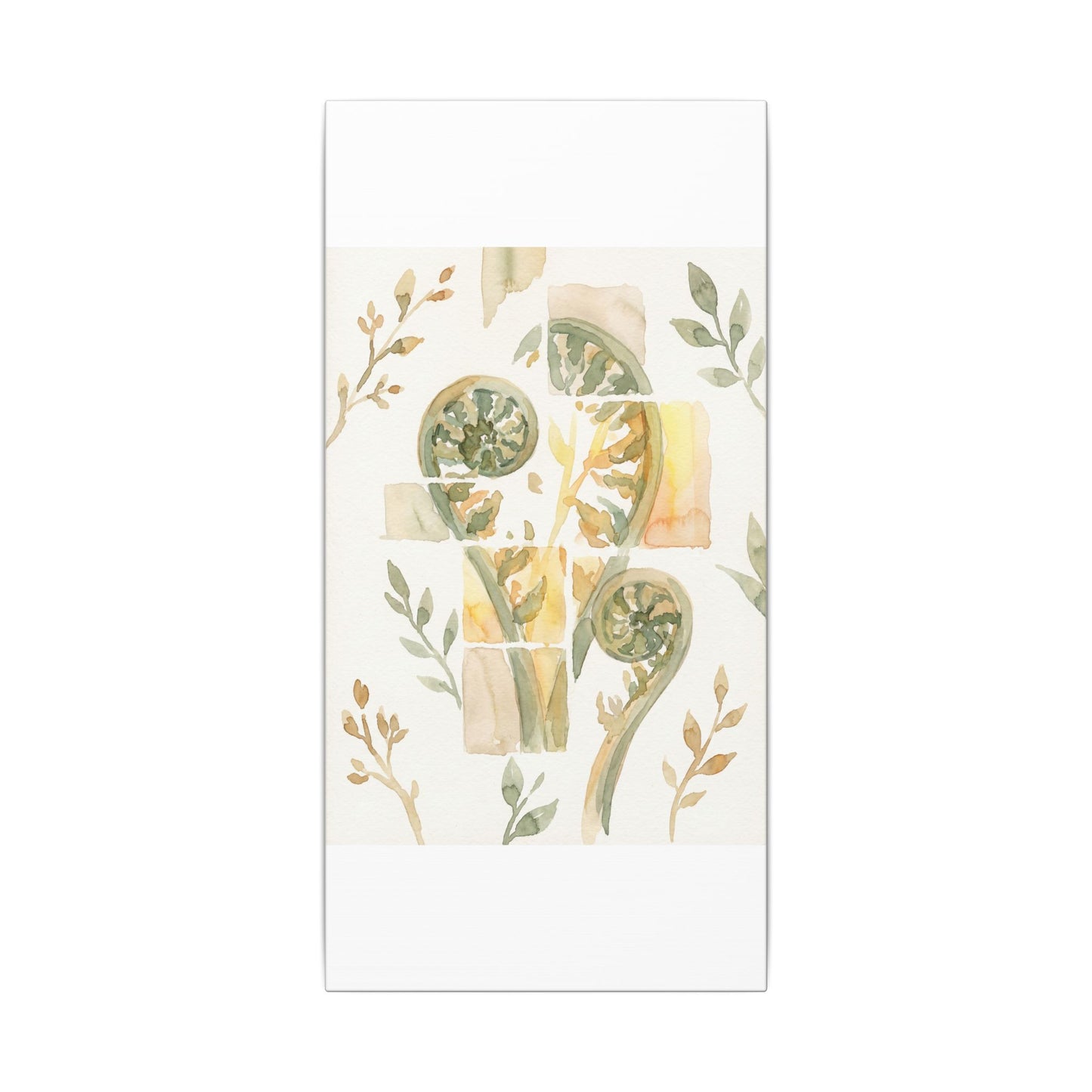 Earthy Fern Unfurling Canvas Art - Watercolor Japandi