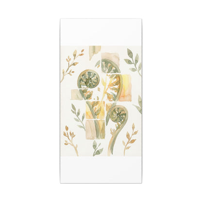 Earthy Fern Unfurling Canvas Art - Watercolor Japandi